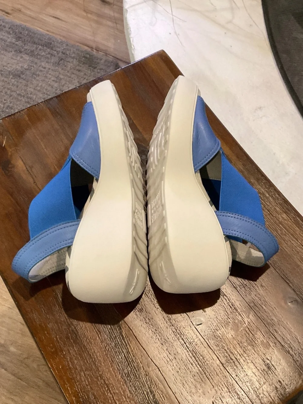 Fly London Daif Platform Wedge Sandal Leather Blue size EU37 / US 6.5